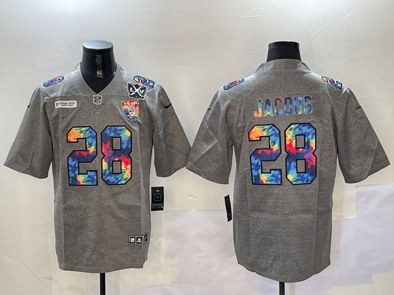 Men Oakland Raiders #28 Jacobs Grey Throwback Rainbow 2024 Nike Limited NFL Jersey style 3->oakland raiders->NFL Jersey